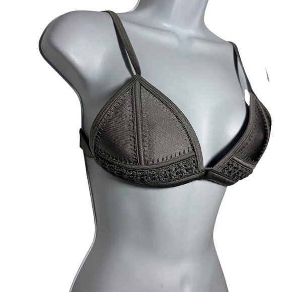 Triangl Gigi Crochet Neoprene Bikini top size Medium gray - Picture 2 of 7